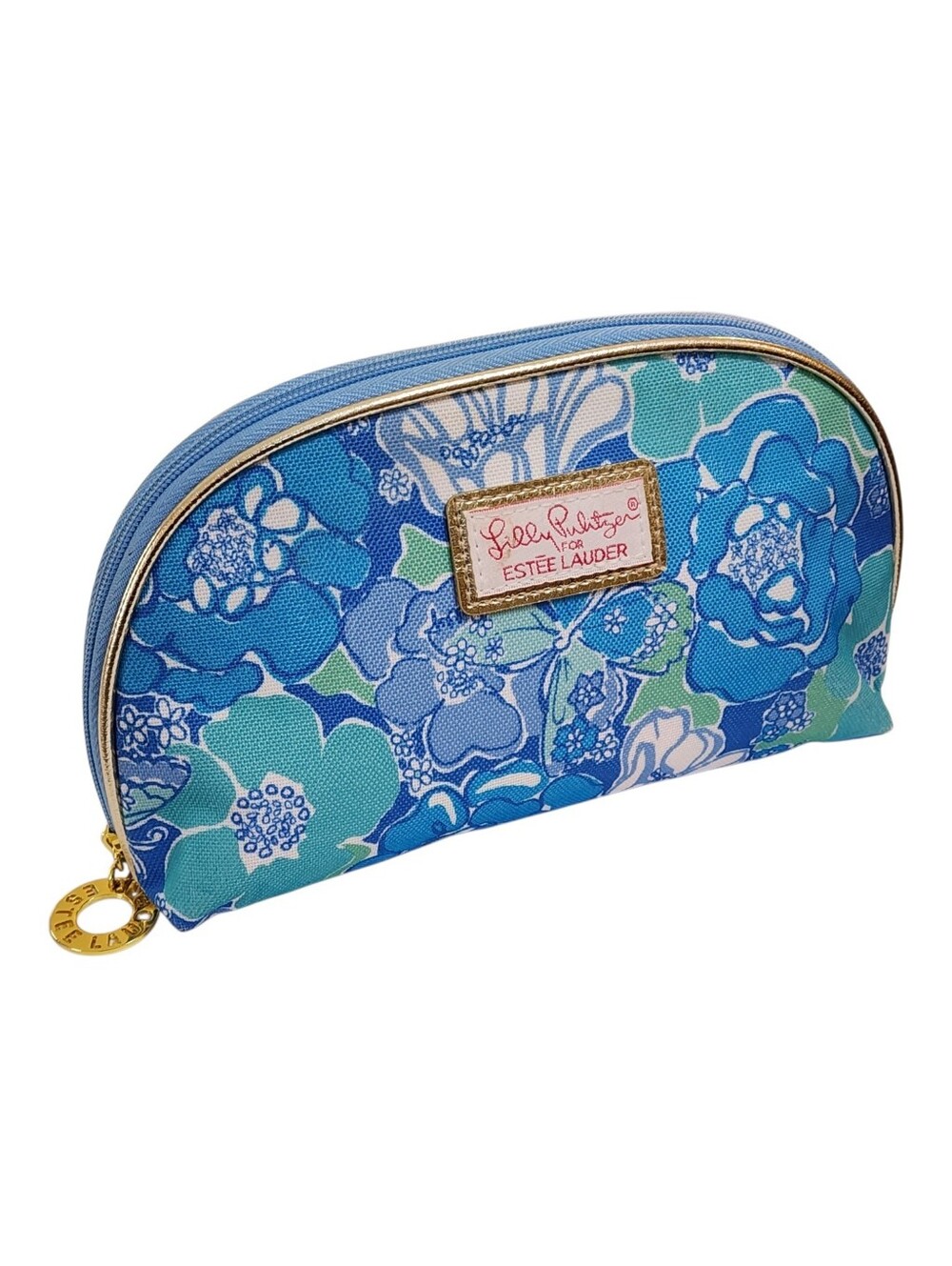 Lilly Pulitzer X Estee Lauder Cosmetic Makeup Bag Floral Butterflies Blue Pink